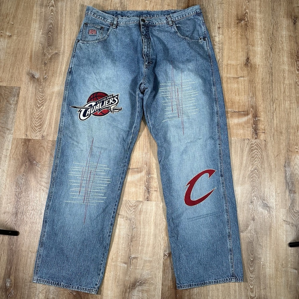 Vintage UNK NBA Cleveland Cavaliers Denim Jeans Embroidered Mens Size 42 x 34